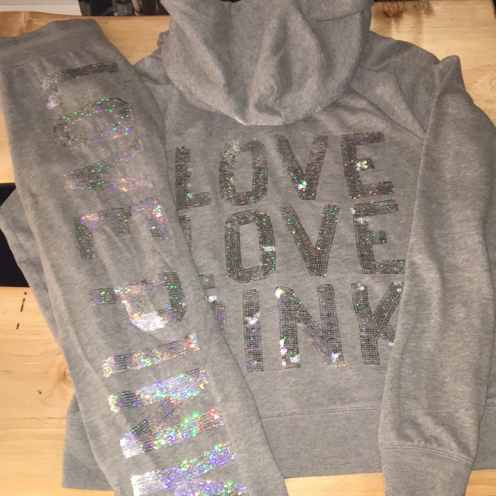 Super Blinged out Sequins PINK sweatsuit size S/M